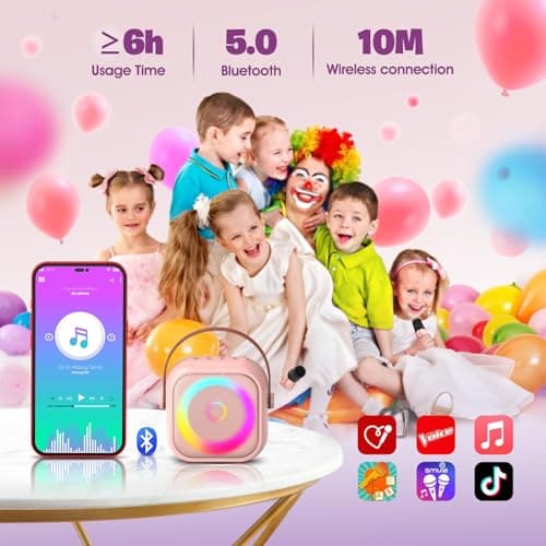 Micro Enfant, Jouet Fille 3-10 Ans Micro Karaoke Enfants avec 2 Micro sans Fil, Mini Microphone Karaoké Cadeau Fille 3-12 Ans Anniversaire - Cadeau de Noël pour Fille