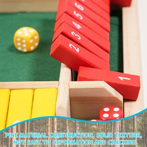 DAYIsjz Jeux de société Shut The Box 4 Couleurs 8 dés Ferme la boîte 4 Joueurs Jeu de dés Jeu en Bois Adulte Jeux en Bois Jeux de dés pour Adultes pour Adultes Enfants Jeu divertissant de Vacances