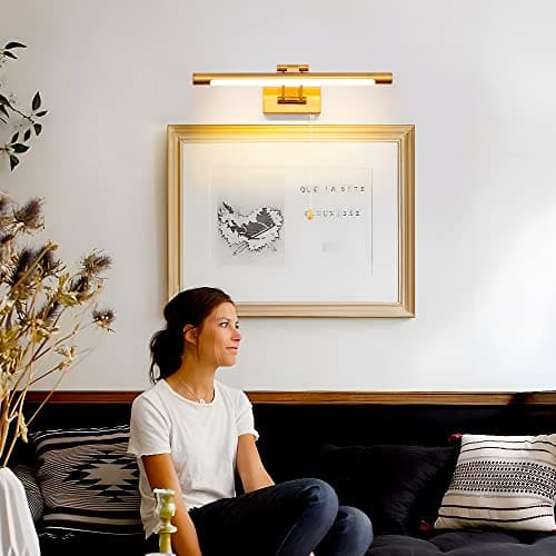 MantoLite Applique Murale 8W Applique Liseuse 40CM Interieur Laiton Salle de Bains Miroir Lampe 3000K Murale LED avec Tête de Lamp Pivotante Lampe de Lecture 900LM pour Tableaux et Vitrines Luminaires