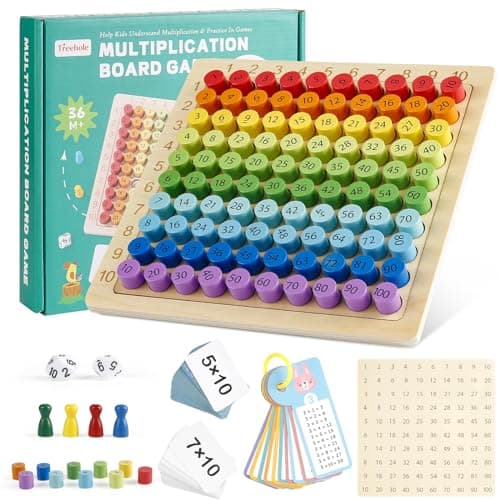 Weinsamkeit Table de Multiplication, Tableau de Multiplication en Bois, Jeux de Plateau Table de Multiplication Montessori, Jeux Montessori Mathématiques pour 3 4 5 Ans Apprendre à Chiffres