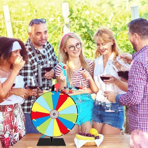 Abiemuce Roue de la Fortune, Roue de la Fortune à Faire soi-même, Roue de Prix Tournante avec Gomme et marqueur, Roue de récompense de 12' 15 emplacements, pour Jeux de Mots, Halloween, Noël