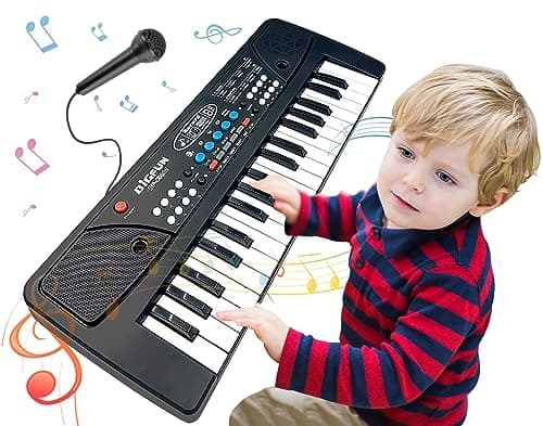 37 Touches de Piano pour Enfants avec Microphone,Clavier de Piano pour Enfants,Initiation à la Musique,Clavier électronique pour Enfants de 3 4 5 6 7 8 Ans,Cadeaux pour Garçons/Filles/Débutants
