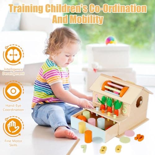 Joellfuner 8 en 1 Jouet Montessori, Jouets Montessori en Bois, Jouet Enfant Montessori 1-5 Ans Garçon Fille, Noël Cadeaux Enfants d'anniversaire (8 en 1)