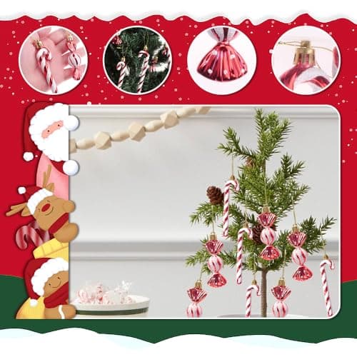 Zfseyuh 24 Pièces Ornements de Sucettes de Noël,Décorations Sapin de Noel Bonbon,Christmas Tree Candy Canes pour Fête de Décoration Noël Nouvel