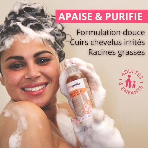 PROPOLIA - Bio - Shampoing Traitant & Purifiant - Propolis, Miel, Argile & Cade - Purifie et Apaise - Adapté pour les cuirs chevelus irrités et Cheveux gras - Fabriqué en France - 200 ml