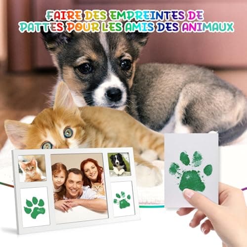 TOGOU2S Kit Empreinte Bebe Avec Attachement Éponge, Non Toxique et Sans Acide, Convient à la Réalisation D'empreintes de Mains et de Pieds de Bébés, Les Bricolages Familiaux, Cadeau de Noël, Vert