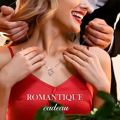 boîte de Rose eternelle avec Bijoux Argent 925,Collier Femme,Pendentif Coeur avec Rose Conservée et Stabilisée Rouge,Cadeau pour Elle la Noël,La Saint-Valentin,Fête des mères,Anniversaire