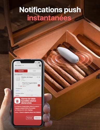 X-Sense WiFi Thermomètre Hygromètre Intérieur, Smart Moniteur de la Température et de l'Humidité avec Alertes sur l'App, Exportation Gratuite des Données Stockées, Compatible avec Alexa, STH55
