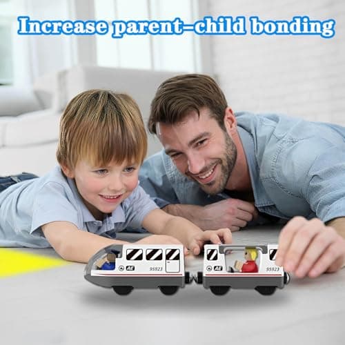 LiRiQi Train de locomotives à Piles, Ensemble de Jouets Magnétique électrique pour Voie Ferrée en Bois Compatible avec Thomas, Brio pour Tout-Petits Enfants garçon Filles