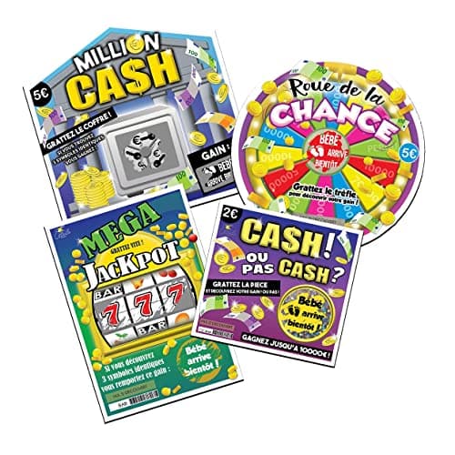 Carte à gratter Annonce Grossesse - bébé arrive bientôt ! (4 Cartes "Bébé arrive bientôt!" (Million cash, mega jackpot, Roue de la Chance, Cash ou pas Cash) !)
