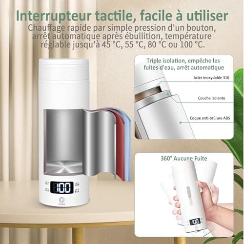 Dreamhigh® Bouilloire de Voyage 450ml, Mini Électrique 300W, Chauffe Eau Portable pour Café, Lait, Thé (220V)