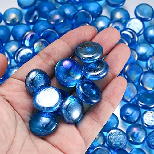 1000 g/1 kg Glassteine, Glasnuggets Klar Blau, Glas Muggelsteine, Dekosteine Glasmosaiksteine Glas für Vase Deko