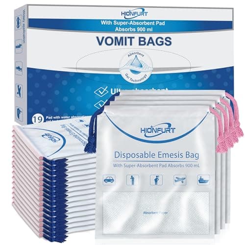 Hionfurt Absorbants Sacs à vomi Zéro Odeur, 26 packs Transforme Le Vomi en Gel,sac a vomi, Sacs Nausées Portables de 900 ml Pour le Mal de Transport,sac vomissement voiture