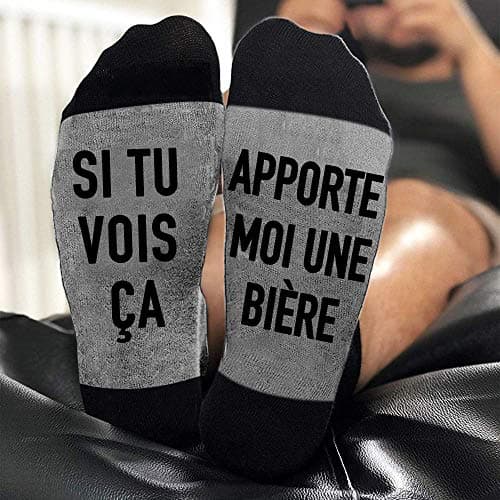 Chaussettes fantasie Noel Chaussettes Droles Chaussettes Courtes Fantaisie Cadeaux Nouveaute pour Les Amateurs Homme Femme Couple Funny Socks,Taille unique,Gris
