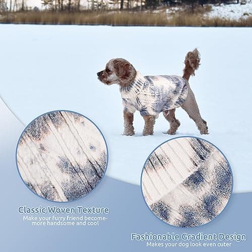 CITÉTOILE Pull d'hiver Chaud pour Chien, Manteau Tricoté Doux et Confortable, Vêtement à col roulé de Couleur dégradé adapté aux Chats et Chiens de Petite et Moyenne Taille, Bleu, XS