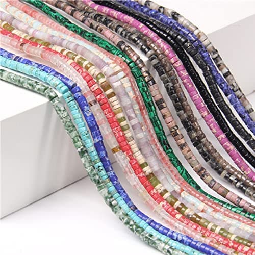 1 brin 4x2mm perles de pierres précieuses naturelles perles Heishi, cylindre plat plat rond non teint perles de Pierre pour Bracelet boucles d’oreilles fabrication de bijoux,Agate indienne