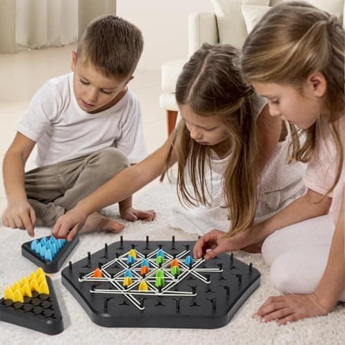 Jeu De Triangle en Chaîne, Jeu De Triggles Amusant, Jeu De Cheville Interactif, Jeu De Cheville De Bureau Classique, Jeu D'échecs Stratégie Triangle, Jeu Stratégie Casse-tête pour Enfant