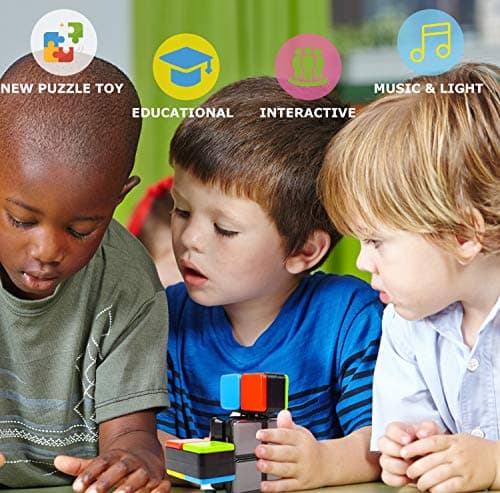 Pup Go Cube Magique électronique avec Musique et lumières colorées pour Adolescents et Enfants, Jeu de Puzzle Fantaisie, Jouets éducatifs, Meilleur Cadeau d'anniversaire de 6, 7, 8 Ans