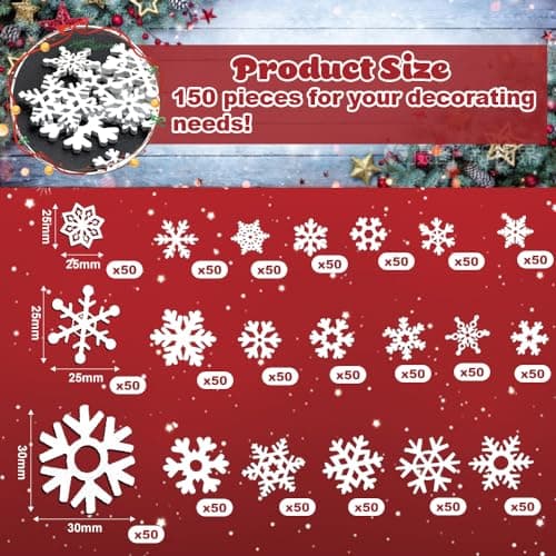 QINERSAW 150 PCS Flocon de Neige Decoration en Bois Ornements de Flocon de Neige en Bois Décorations de Noël pour Sapin Flocon de Neige à Suspendre Décoration de Noël en Bois pour Arbres de Noël