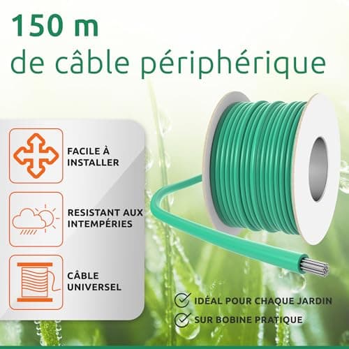ECENCE Câble Robot Tondeuse Compatible avec Tous Les Robots faucheurs Courants 150m de Longueur, Fil peripherique Robot Tondeuse Ø 3,4mm Section de conducteur de 1,17mm