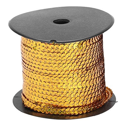 Pssopp 100 Yard Sequin Paillette Trim String 6mm Accessoire décoratif pour la Fabrication de Bijoux, Fabrication de Ruban, Costumes, Sewin(#Gold)