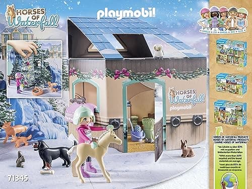 PLAYMOBIL 71345 Calendrier de l'Avent Équestre - Horses of Waterfall - La magie de Noël - 24 surprises à découvrir pour attendre Noël jouet avec décor pour enfants à partir de 4 ans