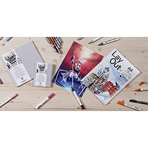 Clairefontaine 975198C Carnet Layout Double-Face - 32 Feuilles Papier Dessin Blanc Extra Lisse 22x22 cm 220g - Papier idéal pour le Dessin au Feutre à Alcool, Encre de Chine et Line Art
