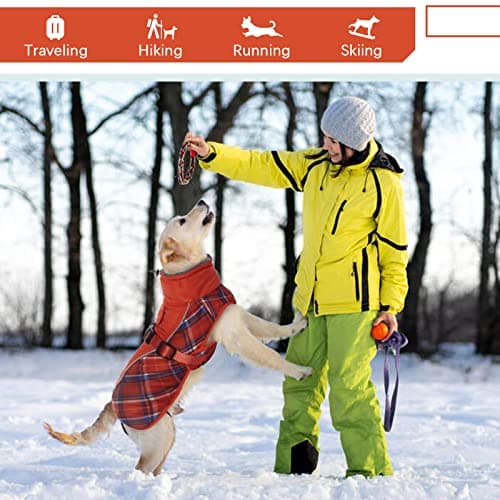 Manteau d'hiver pour Chien, Veste ImperméAble pour Chien, Veste d'hiver Chaude avec Doublure en Polaire, Manteau RéFlecteur Ajustable Et Confortable avec Trou pour Harnais pour Petits Et Moyens Chien