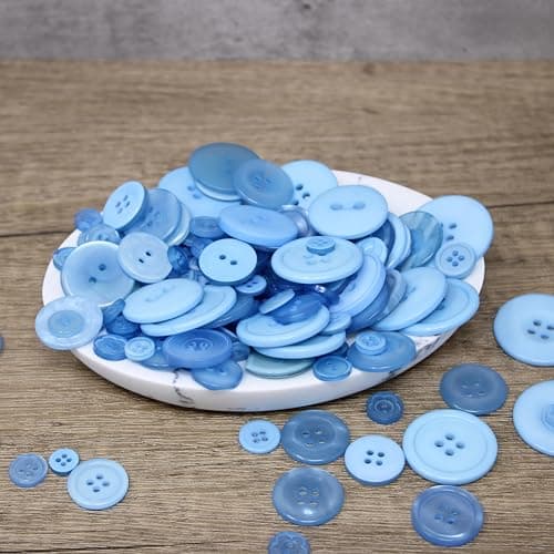 Sachet de boutons en acrylique et résine pour création de cartes Bleu 100 g