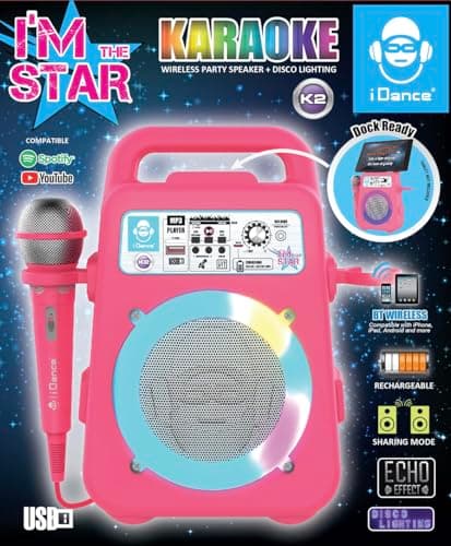 Idance K2V2 Machine à karaoké - Haut-Parleur de fête Bluetooth avec Microphone