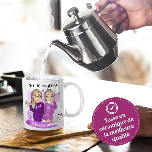Cupdarling® Tasse Personnalisable Meilleure Amie - 2 Amies - Idee Cadeau Femme Anniversaire Original - Cadeau Pour Une Amie - Mug Personnalisé Amies - 330 mL Céramique