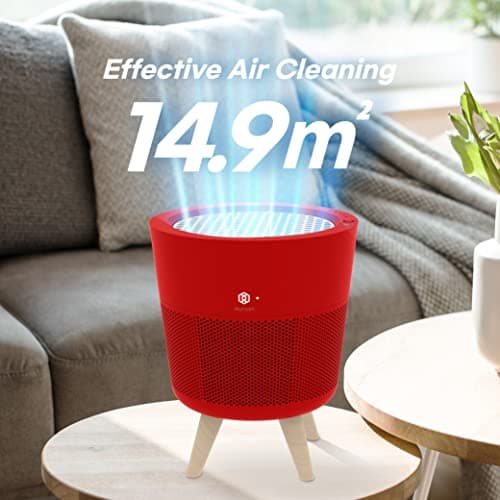 IMUNSEN M-002R Purificateur d'air avec filtre en bois de cyprès, filtre HEPA véritable H13, 100% sans ozone, Fabriqué en Corée - Rouge