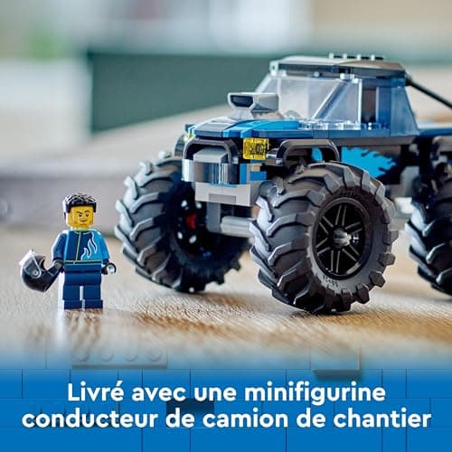 LEGO City Le Monster Truck Bleu, Jouet Camion Tout-Terrain et Minifigurine de Conducteur, Ensemble de Jeu Enfant Imaginatif, Cadeau Divertissant pour Garçons et Filles de 5 Ans ou Plus 60402