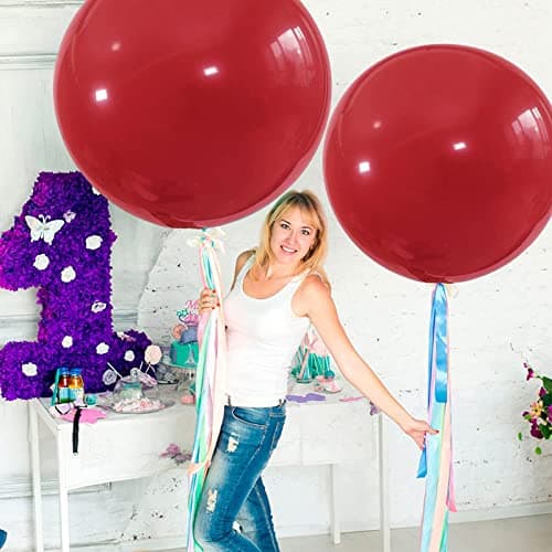 36 Pouces Ballon Géant, 6 Pcs Grand Ballon,90CM Ballon Géant en Latex pour Les Festivités de Fête de Mariage Party Carnival Event Décorations (rouge foncé)