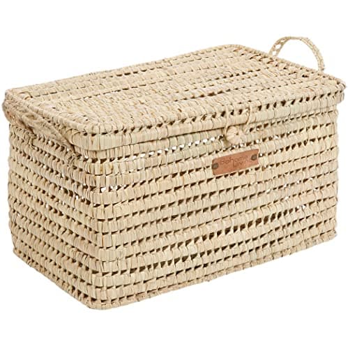 Bohome Living - Coffre et malle de rangement en osier tressé, Déco Bohème Chic (50cm)
