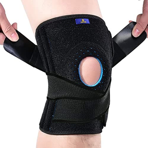 ABYON Genouillère Arthrose Réglable avec Stabilisateurs Latéraux et Coussinet en Gel Ouvert pour Homme et Femme, Genouillère Ligamentaire, Sport, Musculation, Protege Genoux