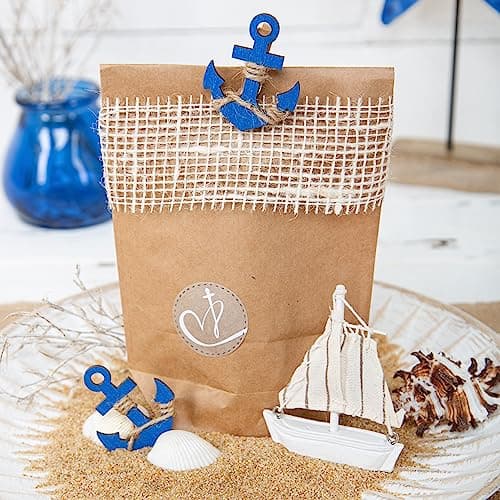 Logbuch-Verlag 12 Ancres en Bois avec Point de glu - décoration Maritime comme Cadeau Give-Away Mariage baptême Communion