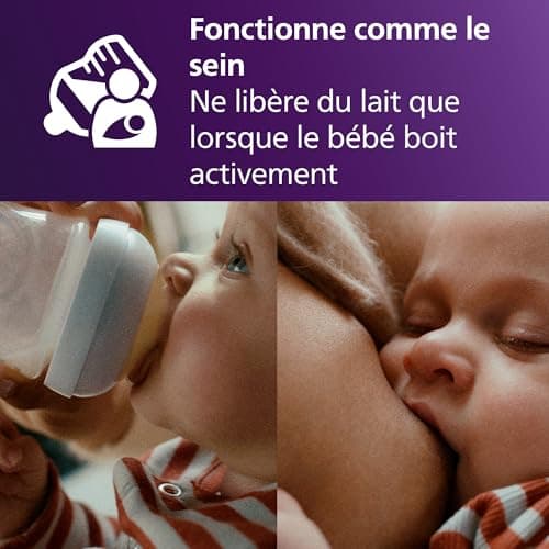 Philips Avent Lot de 2 biberons à Réponse Naturelle de 260 ml, sans BPA, pour les bébés de 1 mois et + (modèle SCY903/02)