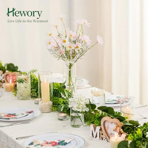 Photophore Bougeoirs Verre Vase Cylindrique: Hewory Set de 6 Porte Bougie pour Centre de Table Noel Mariage, Supports pour Bougies Piliers Transparent Vase en Verre Bougie Flottante