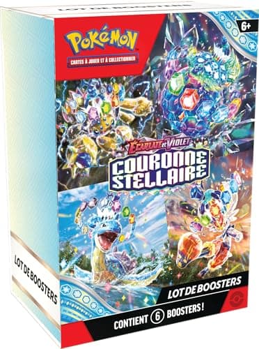 JCC Pokémon : Lot de boosters Écarlate et Violet – Couronne Stellaire (6 boosters)