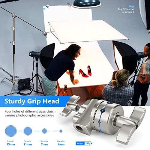 Neewer C-stand Support d'Eclairage - Lot de 2 Trépied de Réflecteur 3m Pied Support Réglable Robuste avec 1,2m Bras Girafe et Rotules pour Réflecteur Flash Studio etc.