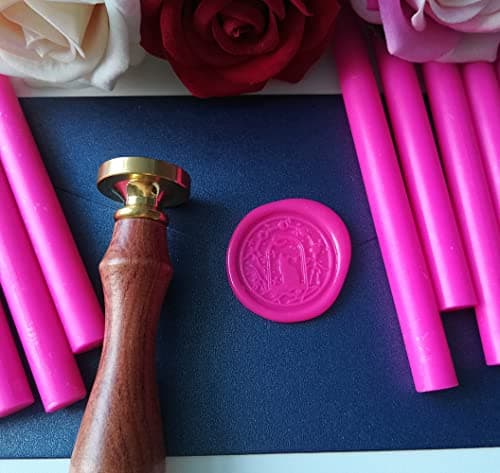 12 bâtons de cire à cacheter pour pistolet à colle pour cachet de cire,PORXFLY Seal Wax Sticks Idéal pour les enveloppes de cartes, les emballages cadeaux, les invitations de mariage (Rose rouge)