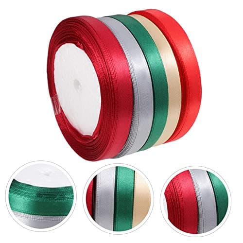 DIYEAH 5 Rouleaux Ruban D' Ruban De Satin Vert Ruban De De Ruban Fleur De Noël Ruban Rouge Banderoles Rouges Ruban Coloré Polyester