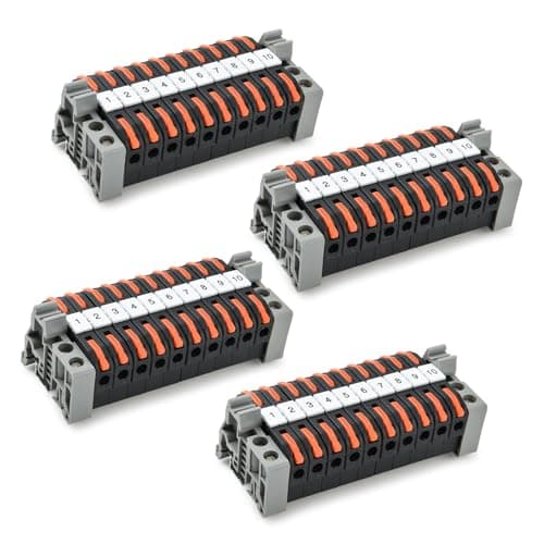 40 Pièces Kit de Bornier de Rail Din Electrique, Bornes à Vis pour Rail Din, Noir Bornier de Connecteur de Rail pour Projets de Bricolage CâBlage Rapide Enfichable