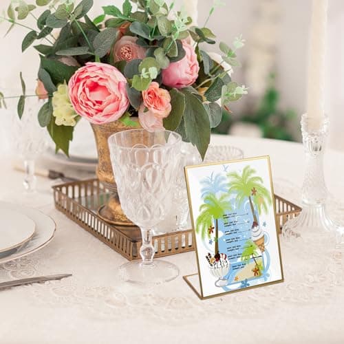3 Pièces Incliné Présentoir de Table en Acrylique avec Bordure Dorée, Porte Affiche Menu en L, Transparent Présentoir Publicitaire de Table, 5x7 Pouces Supports de Panneau pour Cadres Photo Menus