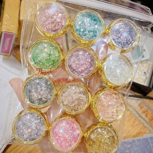 GZMAYUEN 12 Couleurs Paillettes Ongles Nail Art Glitter, Poudre Paillette Holographiques Deco Ongle pour DIY Festival Visage Corps Nail Art Décoration