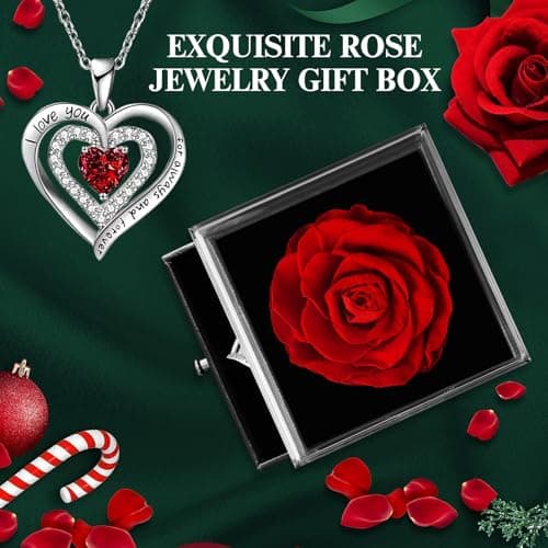 Cadeau Femme, Cadeaux Noel Femme, Cadeau Anniversaire Femme pour Elle - Collier Boîte Cadeau Bijoux Rose, Idee Fleur Cadeaux pour Maman Petite Amie Femme À Noël Saint Valentin Fête des Mères