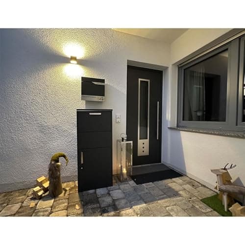 Metzler Boîte aux Lettres Murale avec Porte-nom, Design Moderne avec Compartiment à journaux Anthracite RAL 7016, Personnalisable avec Plaque Nominative en Acier Inoxydable V2A | Modèle Siebert...