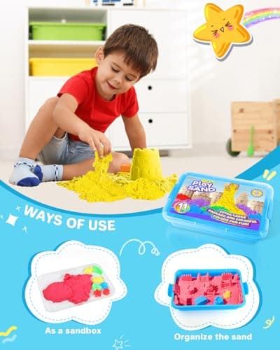 Set Sable Magique De 5 kg -Sable Fantastique en 6 Couleurs Pour Créer des Jouets Sensoriels en Sable de Toutes Les Formes,Convient Aux 3 Ans et Plus