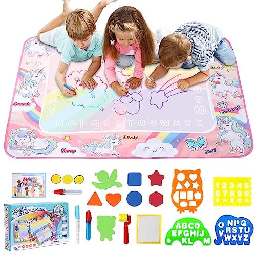 LEcylankEr Tapis Dessin Eau Enfant 120 x 90 CM Aqua Doodle Matte Aqua Tapis de Dessin Adapté Jeux pour Enfants 1 2 3 4 5 6 7 Ans (Licorne)